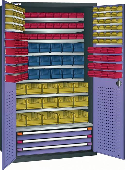 Großraumschrank H1950xB1100xT620mm 9 Fbd.anthrazitgrau/taubenblau,NCS-0
