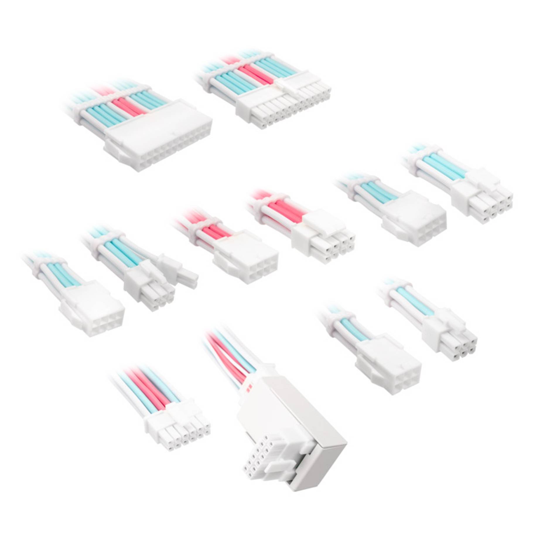 Kolink Core Pro Braided Cable Extension Kit 12V-2x6 Typ 2 - Brilliant White/Neon Blue/Pure Pink &-0