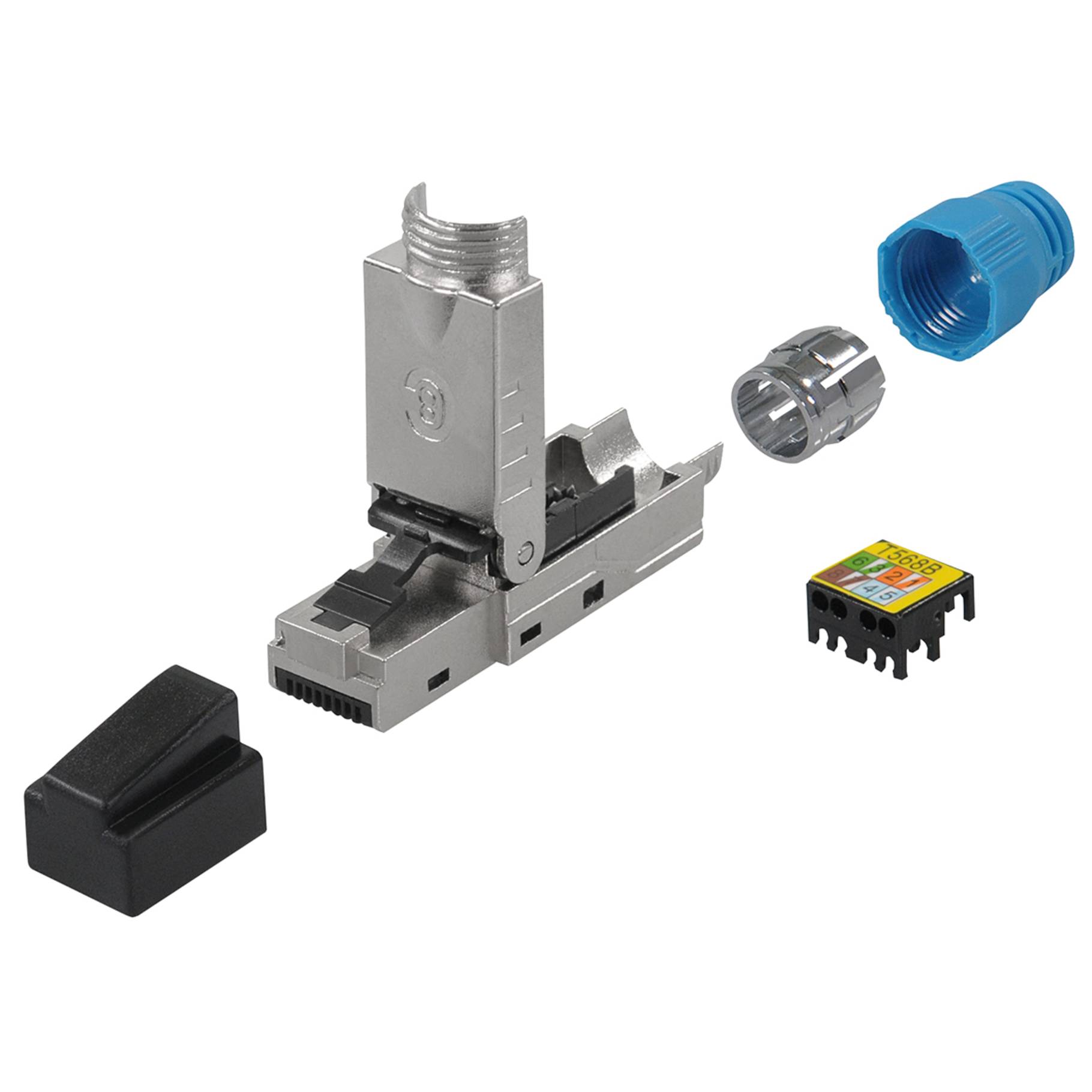 Maxtrack Angle Connector Cat6A Western 8/8 Coupler to Couplerbracket Clipping into Panels 19.2 X-0