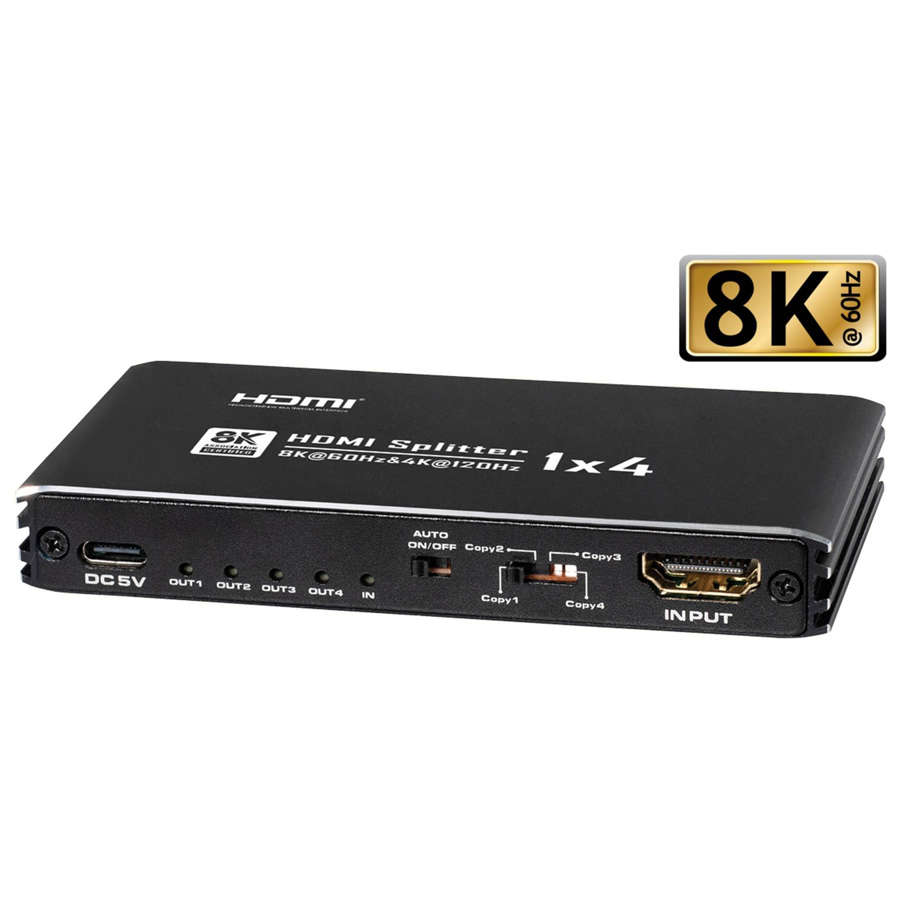 Maxtrack 8K HDMI splitter 1 in 2 out Distributes 1 HDMI signal to 2 devices, supports 3D, 8K60Hz, De-0
