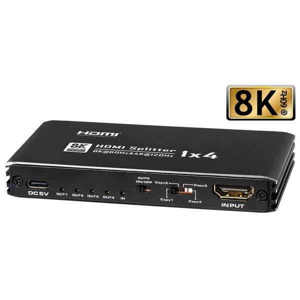 Maxtrack 8K HDMI splitter 1 in 2 out Distributes 1 HDMI signal to 2 devices, supports 3D, 8K60Hz, De