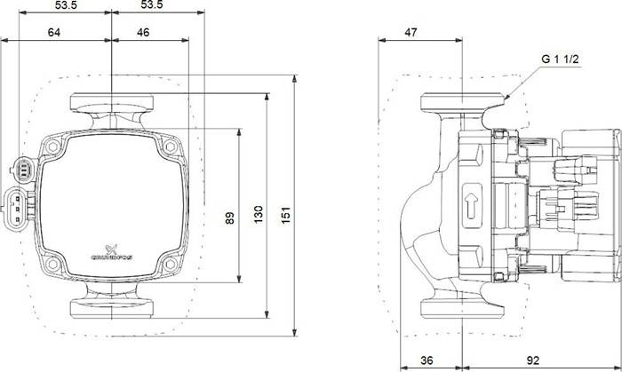 GRUNDFOS Hocheffizienz Umwälzpumpe ALPHA2 GO K 25-75 130 220-240V 9H AG0-2