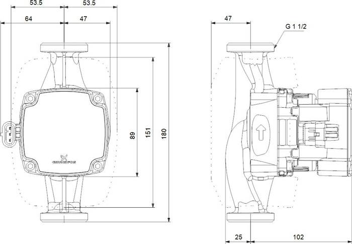 Grundfos Hocheffizienz Umwälzpumpe ALPHA1 GO 25-80 180mm, 220-240V 9H 1 1/2" max. Förderhöhe 8m, Gusseisen-2
