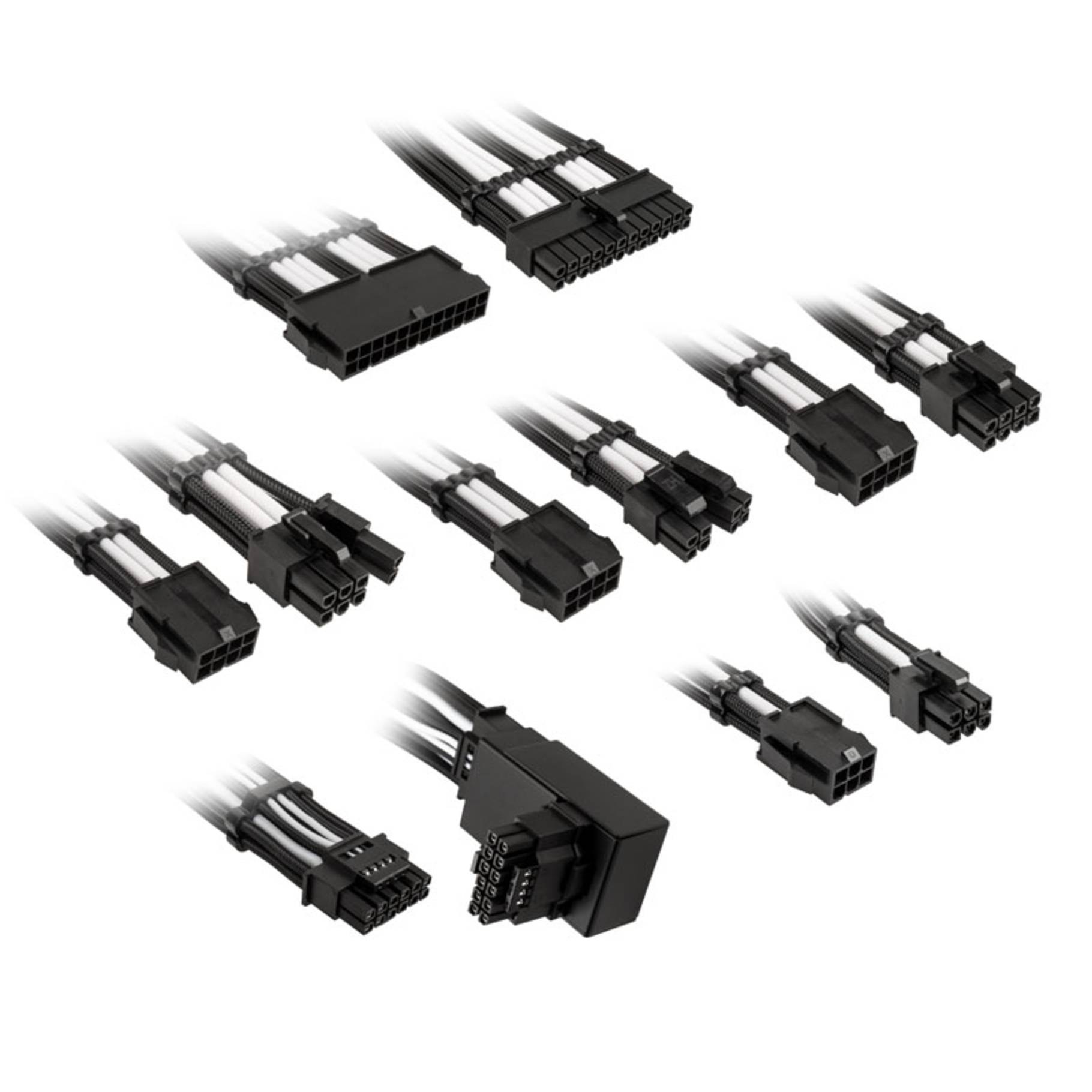 Kolink Core Pro Braided Cable Extension Kit 12V-2x6 Typ 1 - Jet Black/Brilliant White Kabel &-0