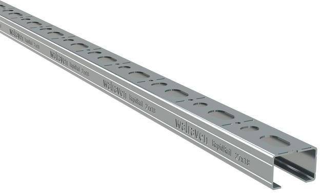 Walraven Montageschiene RapidRail 27x18 2m C-Profil sv mit Schnittmarkierungen-0