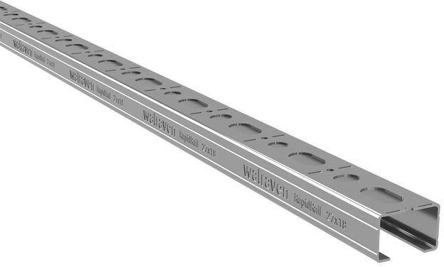 Walraven Montageschiene RapidRail 27x18 2m C-Profil sv mit Schnittmarkierungen-2