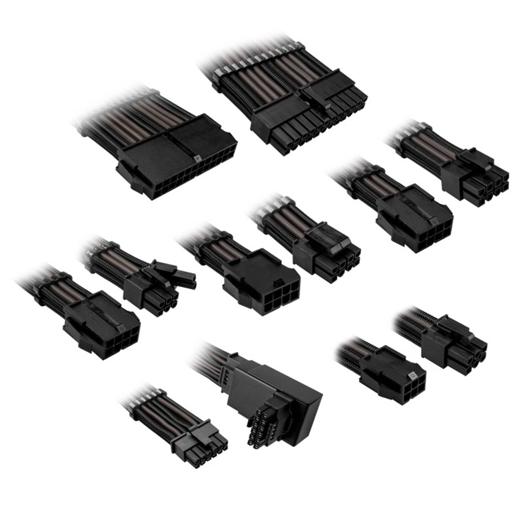 Kolink Core Pro Braided Cable Extension Kit 12V-2x6 Typ 1 - Jet Black/Gunmetal Grey Kabel & Adapter-0