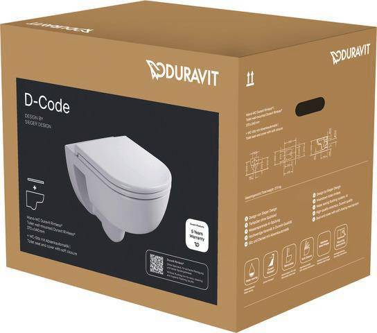 DU D-Code 2.0 WC-Set wandh.,Spü.4/2L,Rim less inkl.Sitz mit Absenka., Weiß Hgl.-0