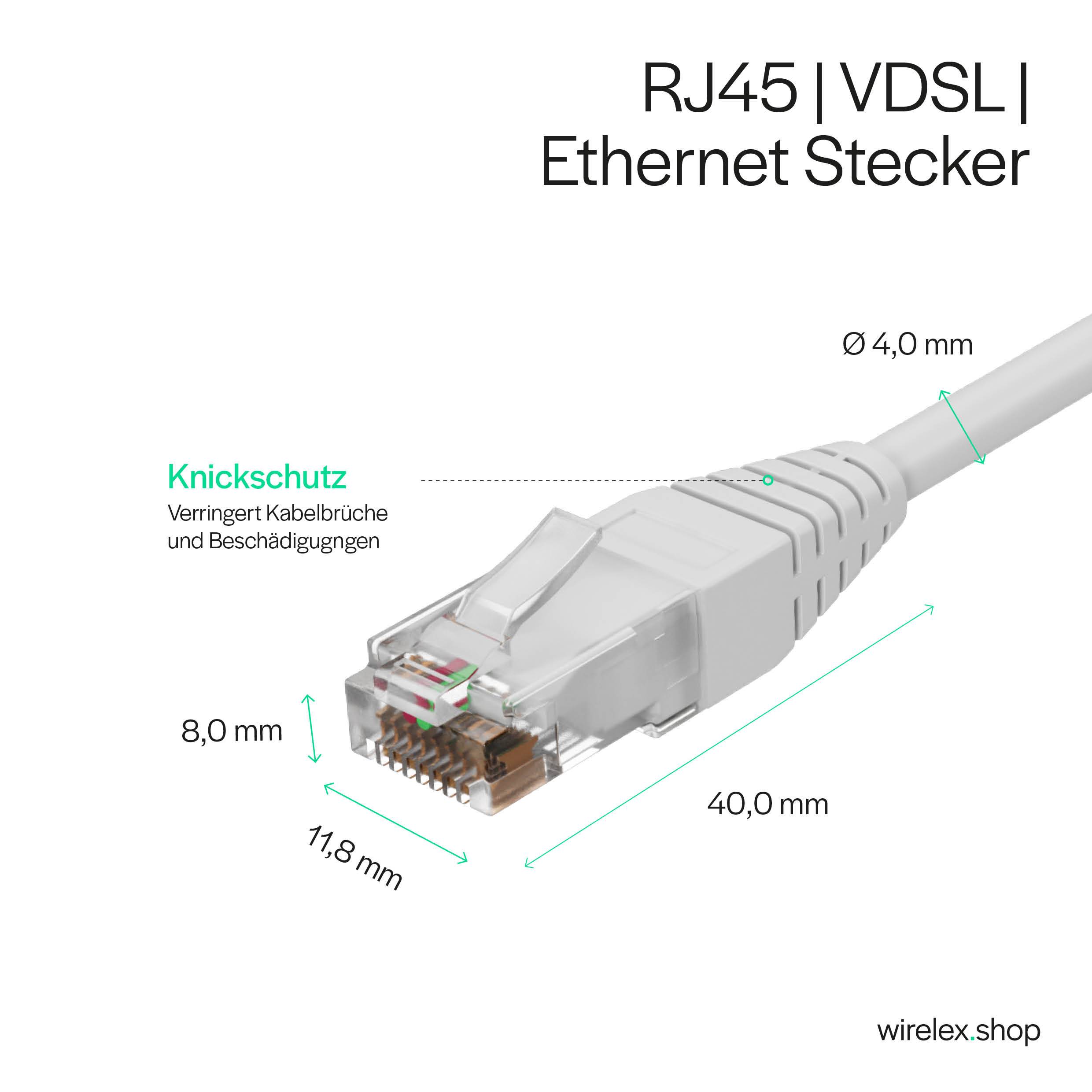 KABELBUDE.EU VDSL Routerkabel TAE-F-Stecker auf RJ45-Stecker 2-polig belegt Kupfer Weiß 0,5m-1