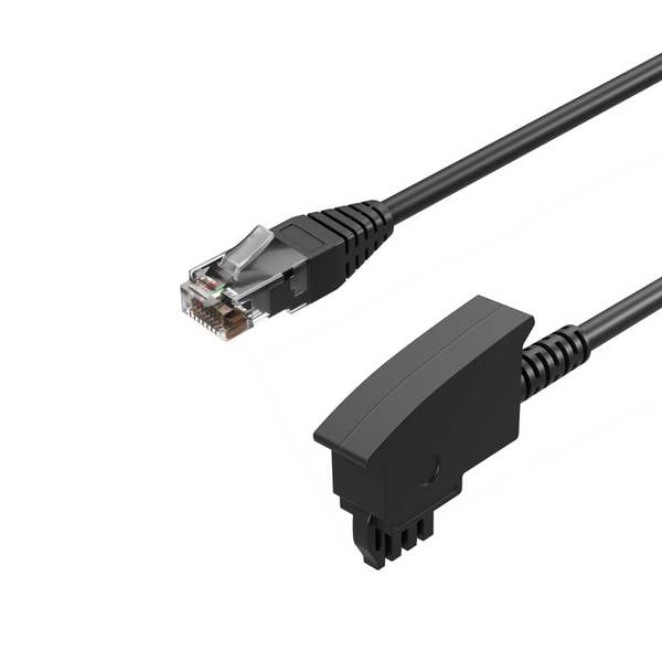 KABELBUDE.EU VDSL Routerkabel TAE-F-Stecker auf RJ45-Stecker 2-polig belegt Kupfer Schwarz 20,0m