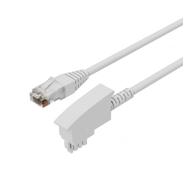 KABELBUDE.EU VDSL Routerkabel TAE-F-Stecker auf RJ45-Stecker 2-polig belegt Kupfer Weiß 1,5m