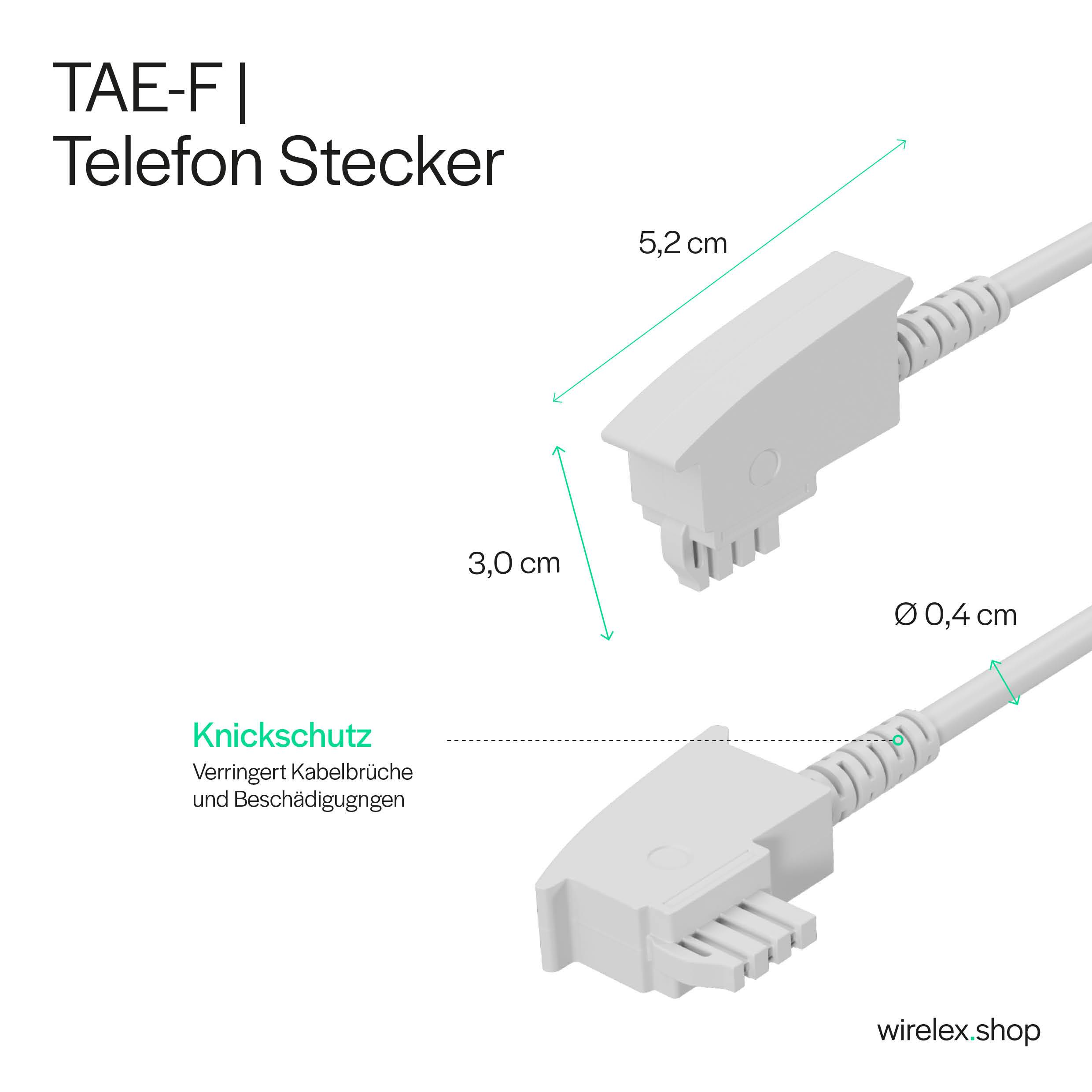 KABELBUDE.EU VDSL Routerkabel TAE-F-Stecker auf RJ45-Stecker 2-polig belegt Kupfer Weiß 0,5m-3