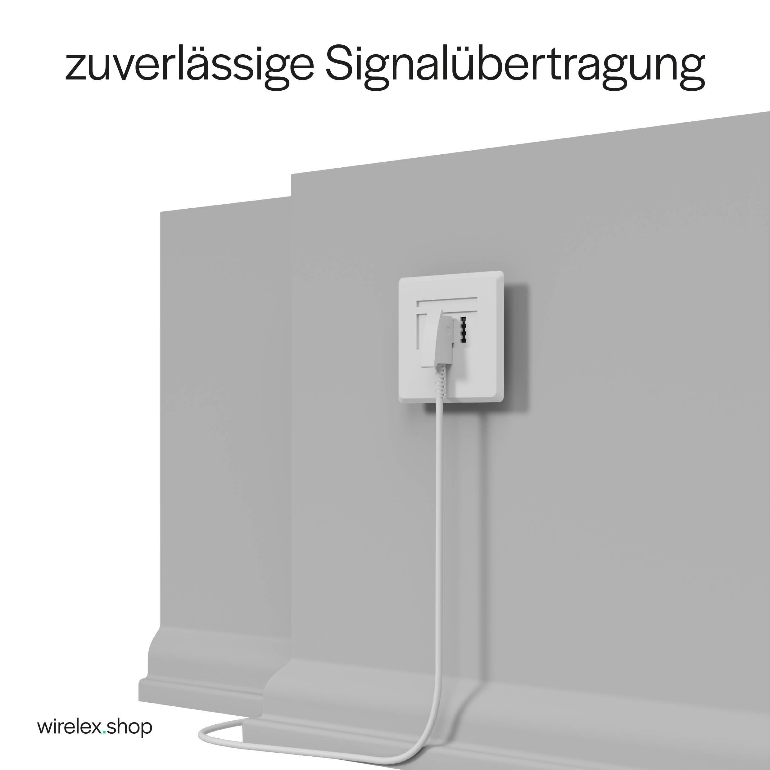 KABELBUDE.EU VDSL Routerkabel TAE-F-Stecker auf RJ45-Stecker 2-polig belegt Kupfer Weiß 0,5m-4