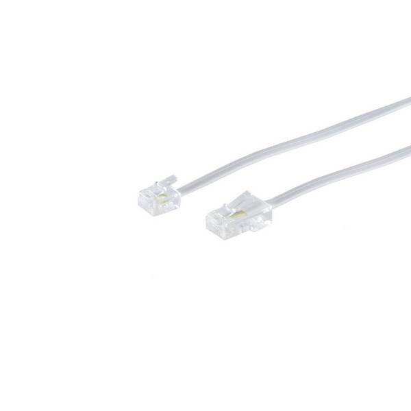 KABELBUDE.EU ISDN-Verbindungskabel RJ11-Stecker auf RJ45-Stecker 4-adrig flach 6 m Weiß