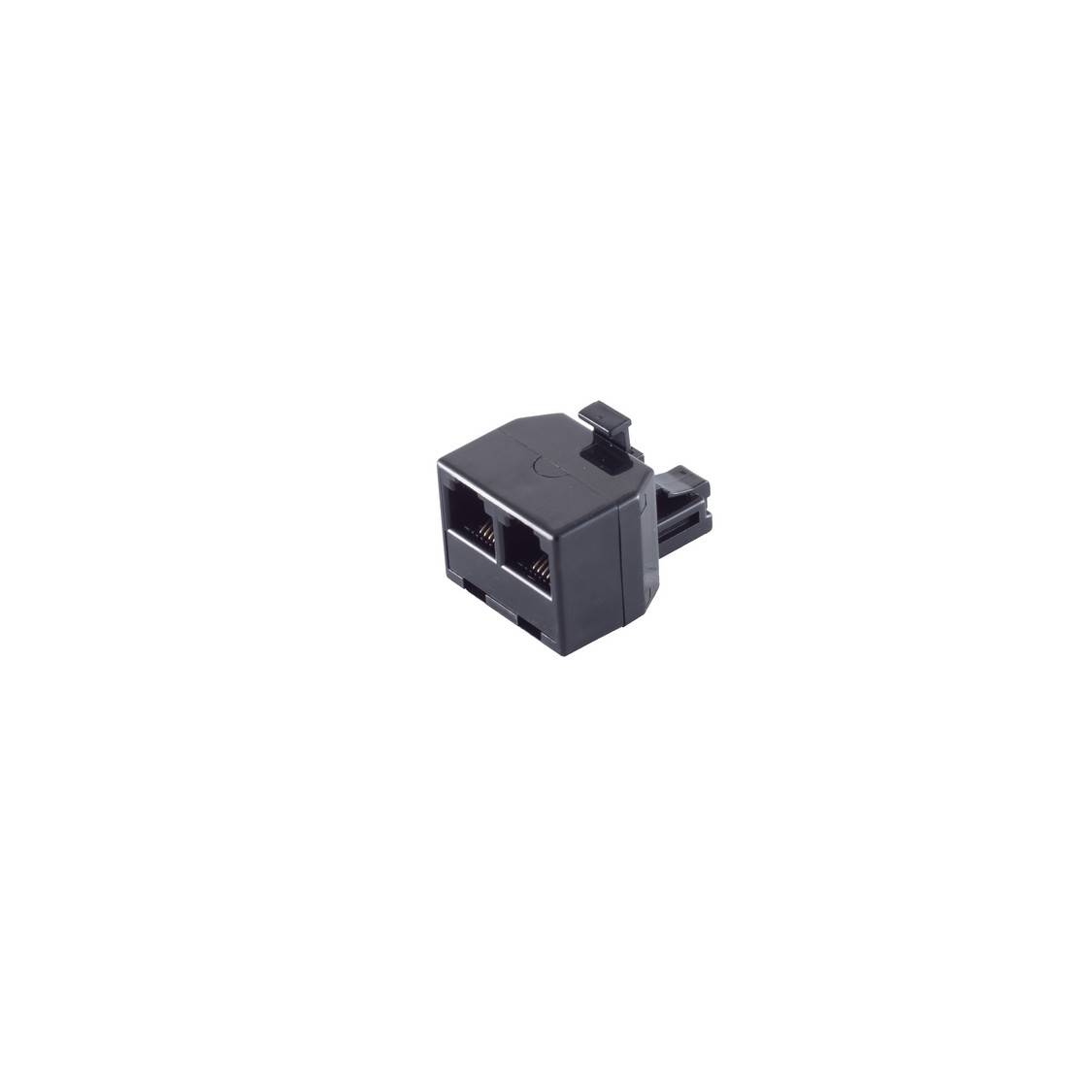 S/CONN RJ11-Adapter RJ11-Stecker 6/4 auf 2x RJ11-Buchse 6/4 vergoldet Schwarz-0