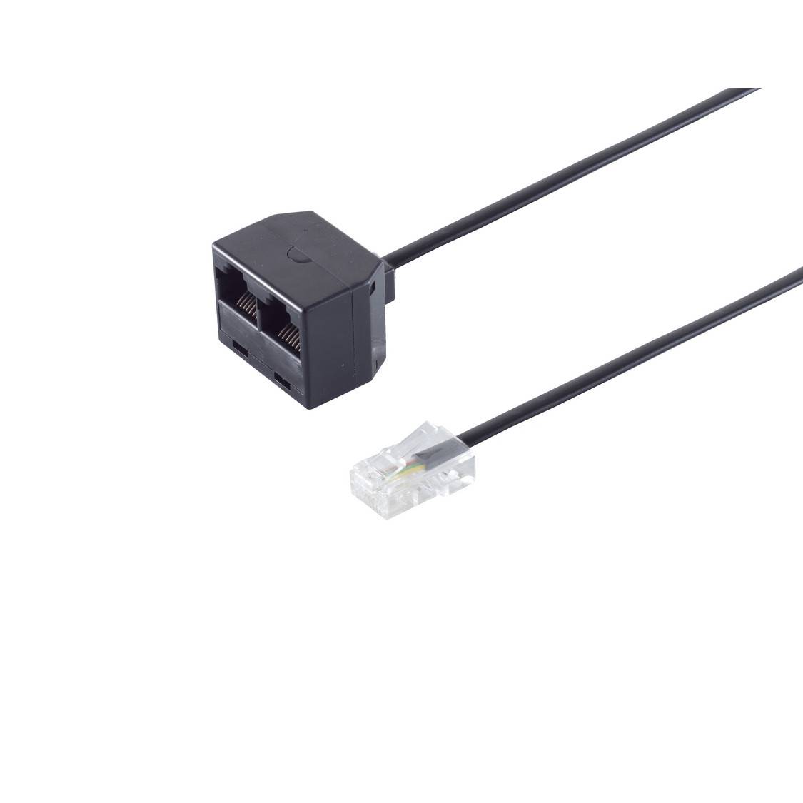 KABELBUDE.EU Modular-Adapter RJ45-Stecker auf 2x RJ45-Buchse 1:1 belegt 0,10 m Schwarz-0
