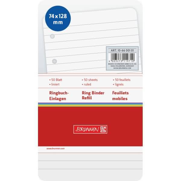 Ringbucheinlagen 7,4x12,8cm liniert 50 Blatt-1
