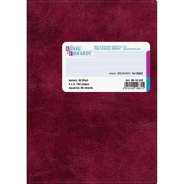Geschäftsbuch A6 kariert 96 Blatt Einband flexibel rot-0