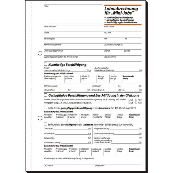 Formularbuch Lohnabrechnung Aushilfskräfte A5 VE=50 Blatt-1
