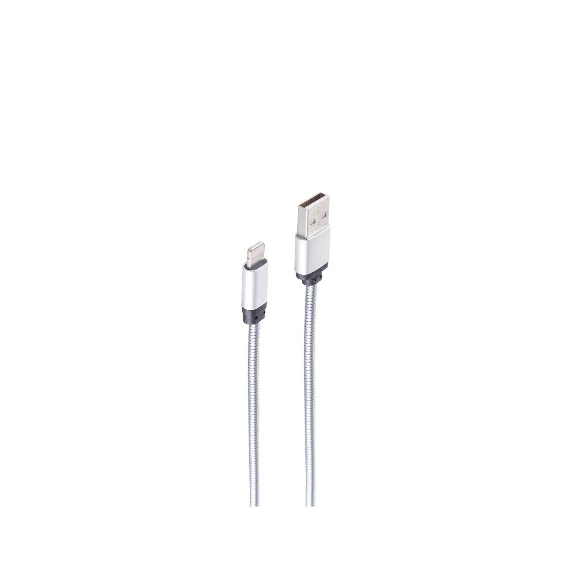 shiverpeaks USB 2.0 Kabel USB-A-Stecker auf 8-Pin-Stecker vergoldet Metall Silber 1m-0