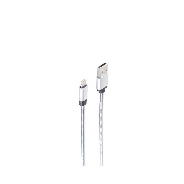 shiverpeaks USB 2.0 Kabel USB-A-Stecker auf 8-Pin-Stecker vergoldet Metall Silber 1m