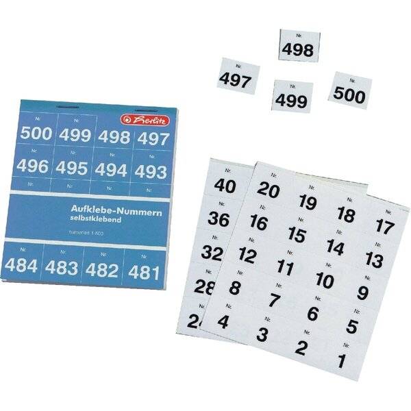 Aufklebenummern 1-500 weiß selbstklebend-0