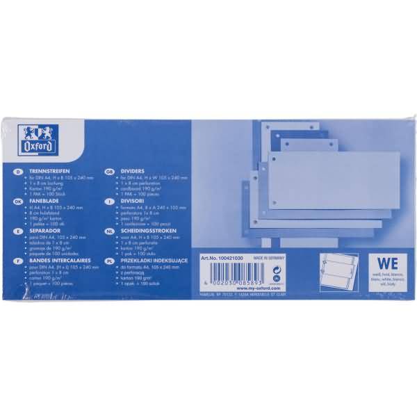 Trennstreifen 24x10,5cm Karton weiß VE=100 Stück-0