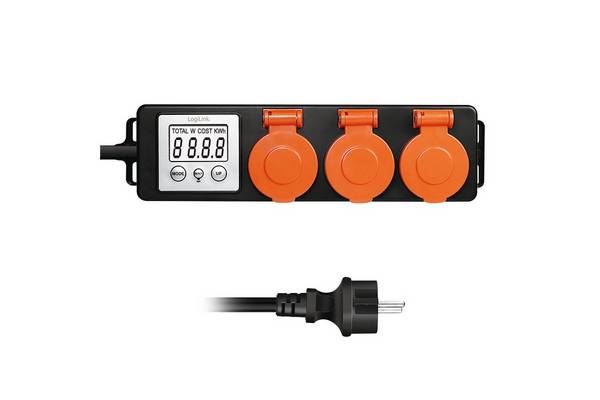 Logilink Energy Cost Meter, 3 sockets, outdoor Kabel & Adapter
