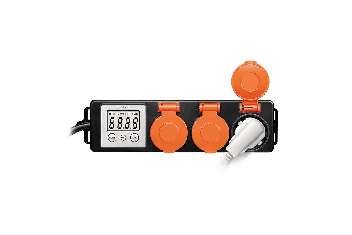 Logilink Energy Cost Meter, 3 sockets, outdoor Kabel & Adapter-2