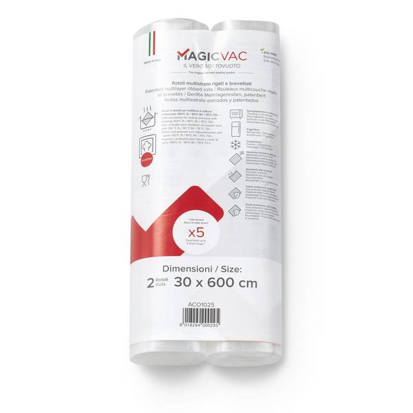 2 Vakuumierfolienrollen mit Label 30 cm x 6 m