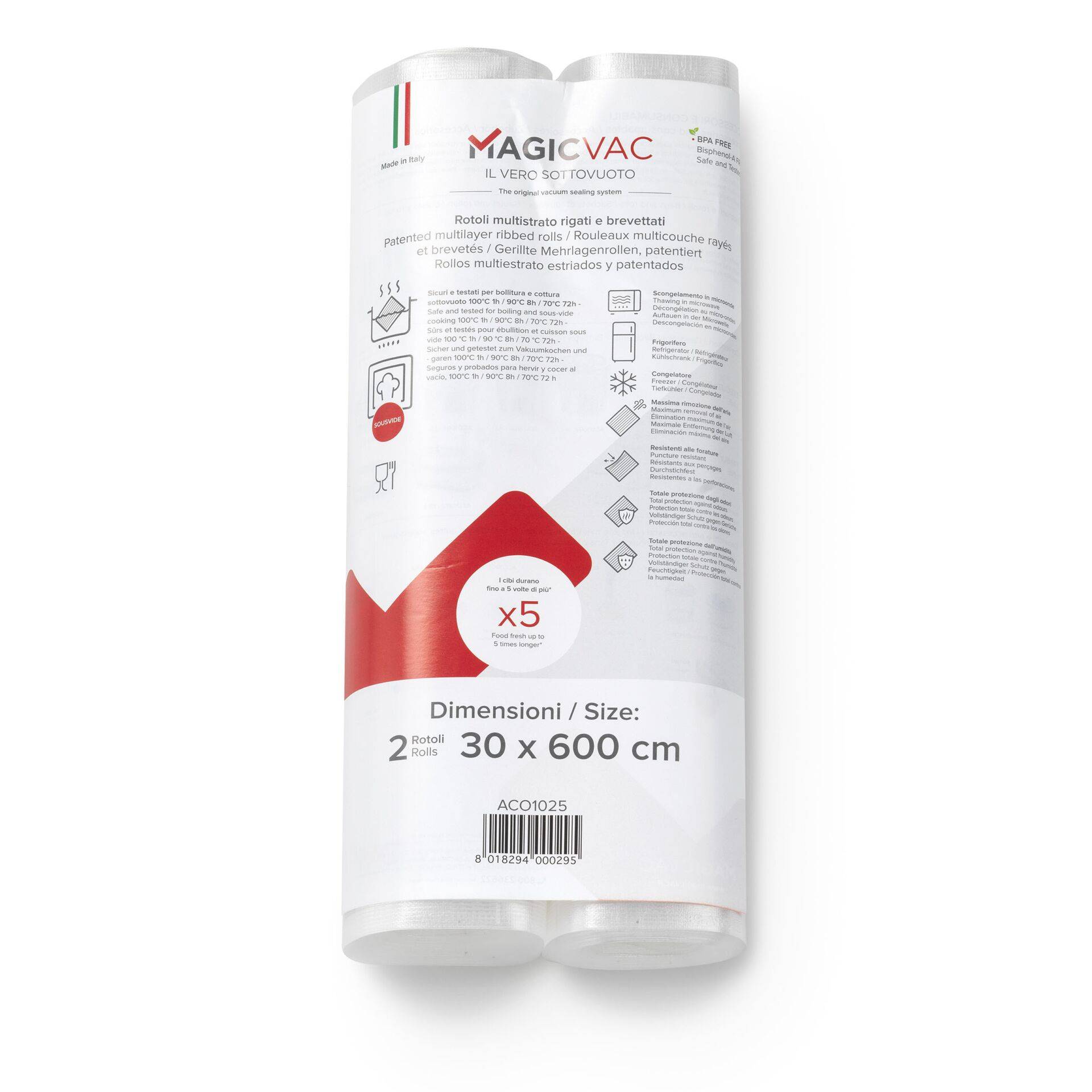 2 Vakuumierfolienrollen mit Label 30 cm x 6 m-0