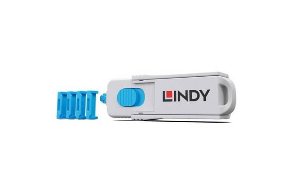 LINDY HDMI Port Schloss blau 4 Stück + 1 Schlüssel Multimedia-Technik Notebookschlösser