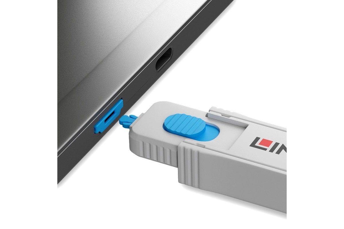LINDY HDMI Port Schloss blau 4 Stück + 1 Schlüssel Multimedia-Technik Notebookschlösser-2