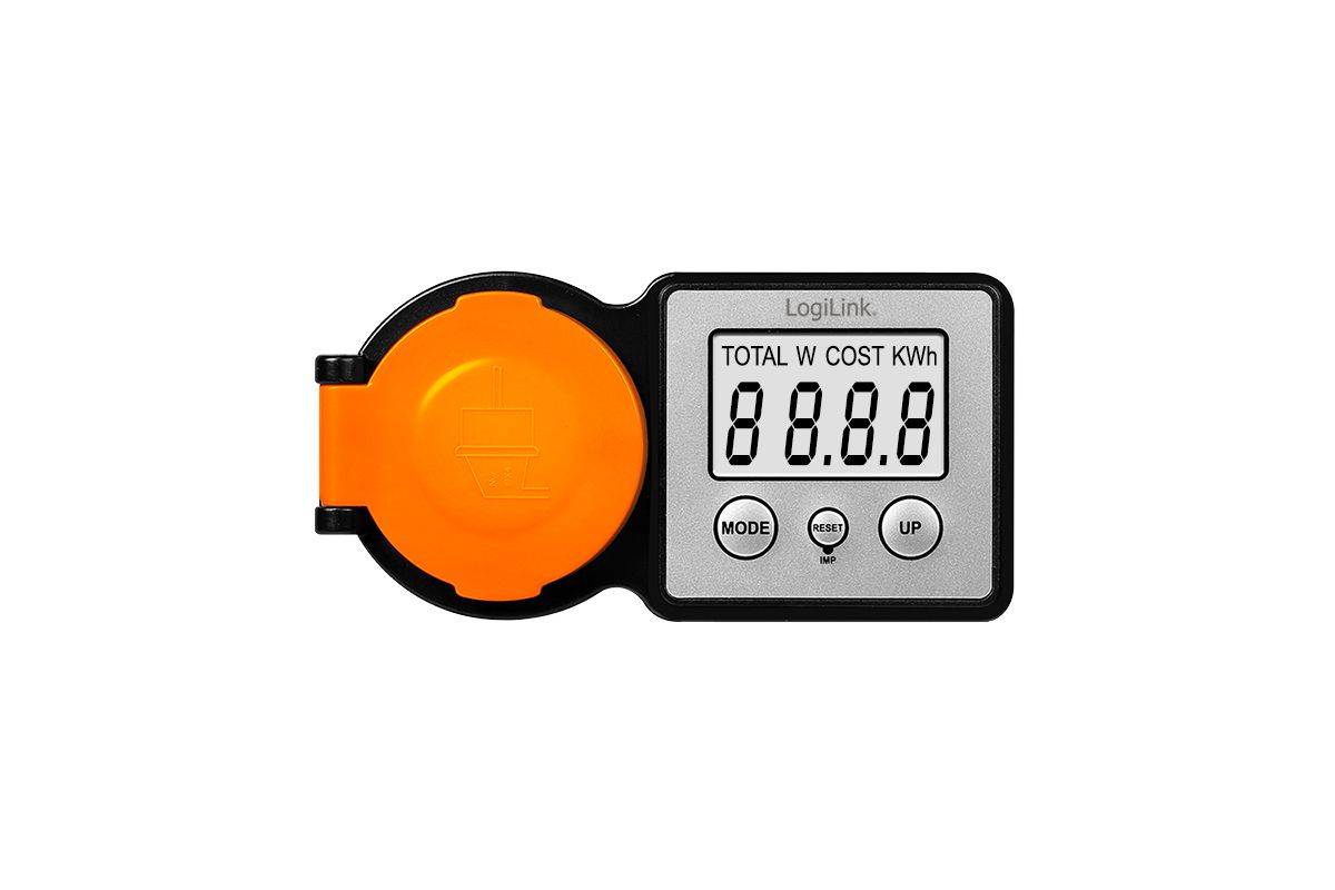 LogiLink Außensteckdose mit Energiekostenmesser-1