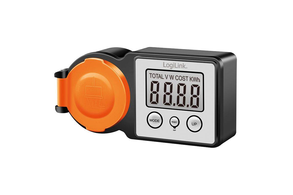 LogiLink Außensteckdose mit Energiekostenmesser-3