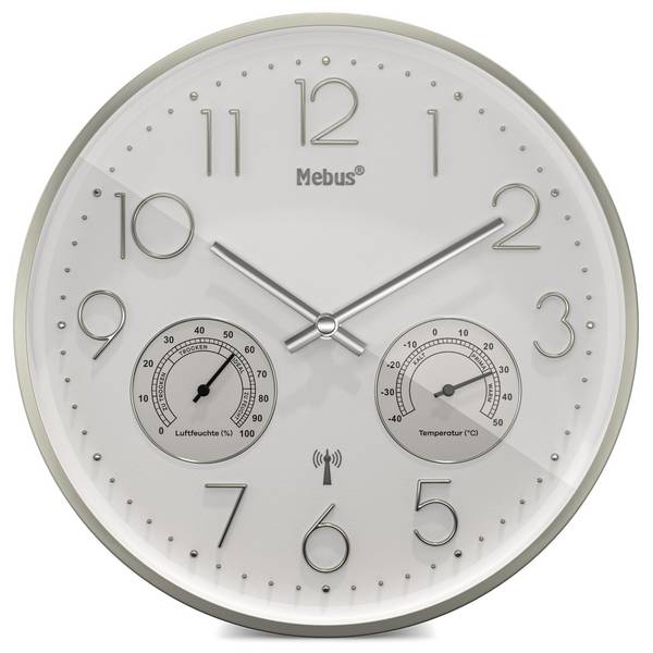 MEBUS - 12989 Funkwanduhr mit Thermo-Hygrometer