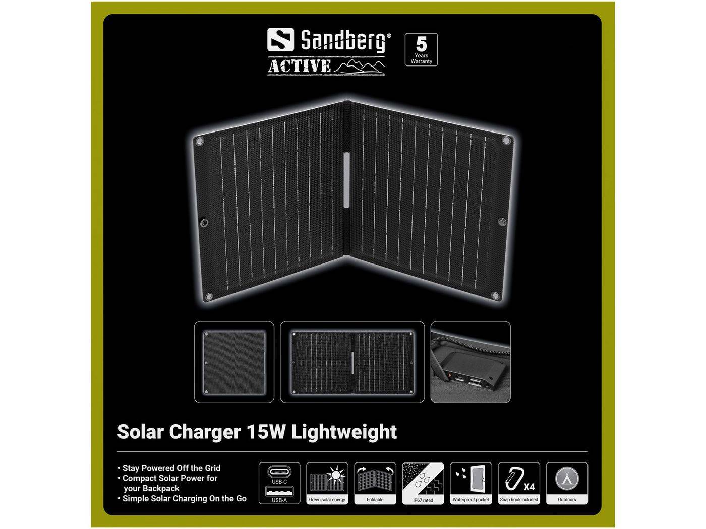 SANDBERG Solar Charger 15W LightWeight Telekommunikation, UCC & Wearables Smartphone Zubehör &-4