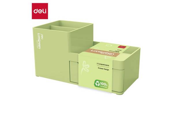 Deli EZ419, Recycelbarer Kunststoff, Grün, 1 Schublade(n), 172 x 88 x 90 mm, Global Recycled Standard (GRS), Forest Stew