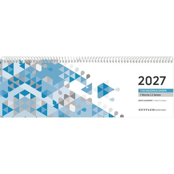 Tischquerkalender 116 29,6x9,9cm 1 Woche/2 Seiten blau 2027