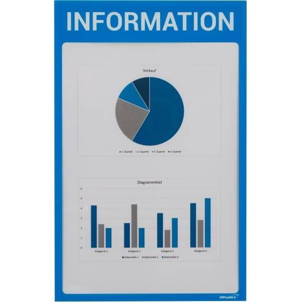 Infotaschen mit Überschrift -Information- magnetisch für DIN A4 352x225mm VE=5 Stück blau-1