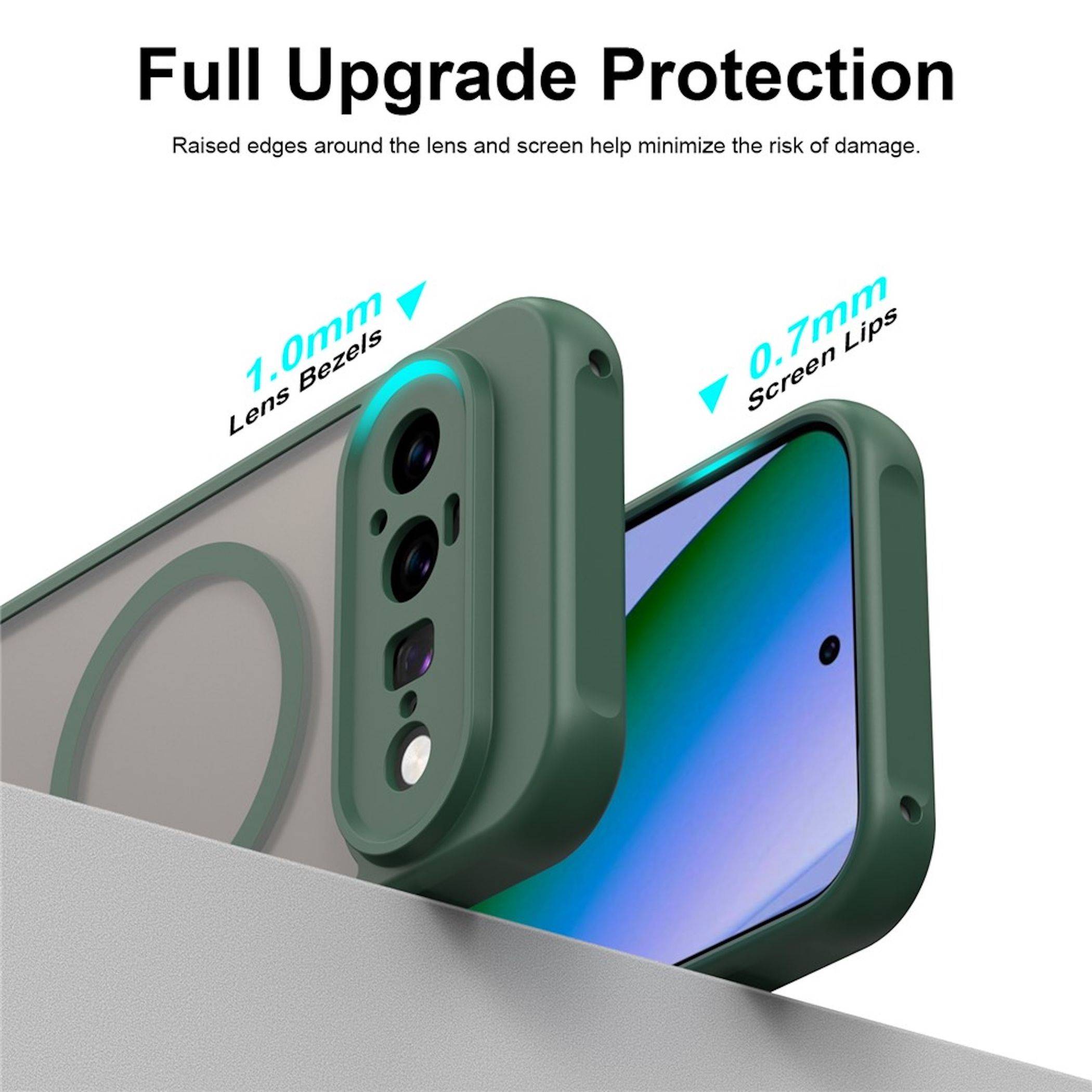 MagSafe Hülle + 2x Schutzglas für Google Pixel 11 Kameraschutz Matt Grün-2