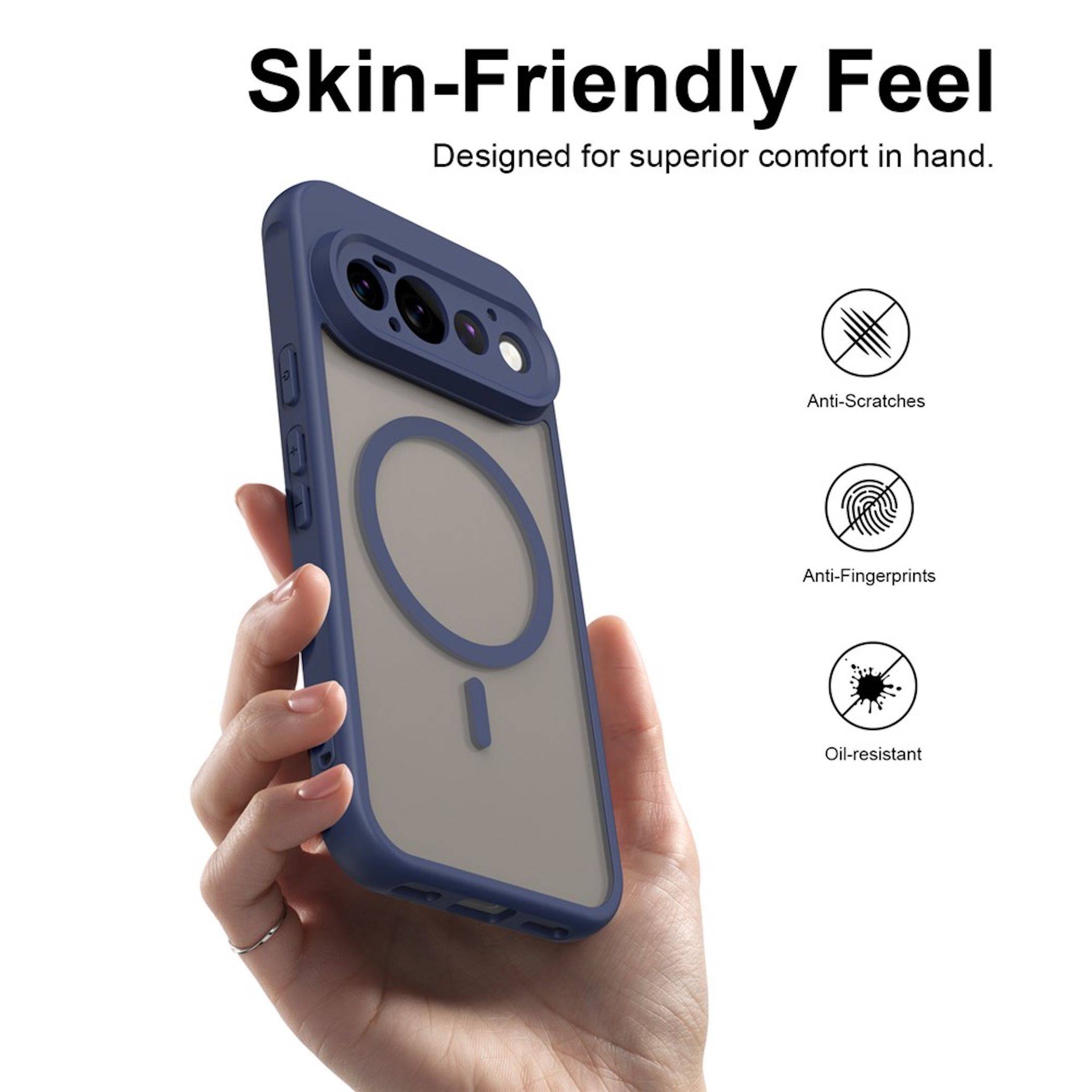 MagSafe Handyhülle für Google Pixel 11 Pro Silikon Kameraschutz Matt Blau-1