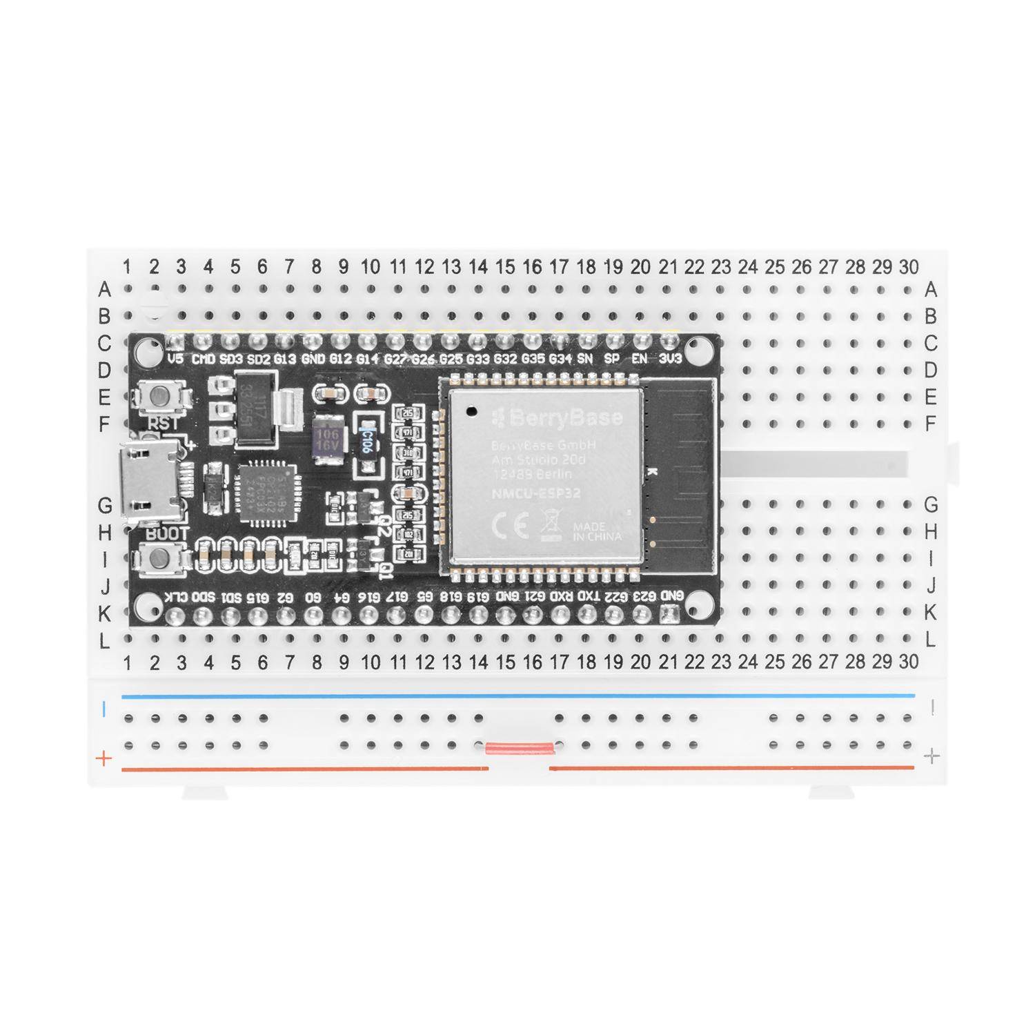 Breadboard mit 408 Kontakten, 6 Kontaktreihen je Seite, optimiert für ESP8266/ESP32 NodeMCU-3