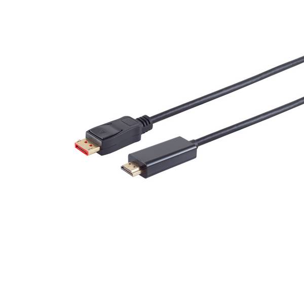 S/CONN DisplayPort 1.4 Kabel 7,5m DisplayPort-Stecker auf HDMI-Stecker 4K 60Hz vergoldet Schwarz