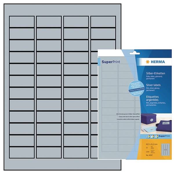 Etiketten Folie silber 45,7x21,2mm Special A4 LaserCopy VE=1200 Stück-1