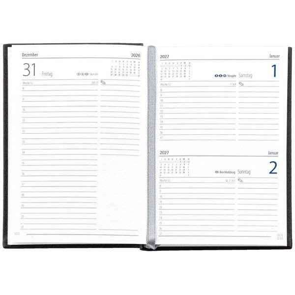 Taschenkalender 10,5x14,8cm 1 Tag/Seite grau 2027-1
