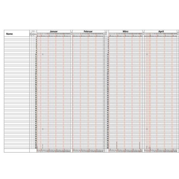 Urlaubsübersicht 120x80cm für 60 Mitarbeiter-Kalendarium 2027-1
