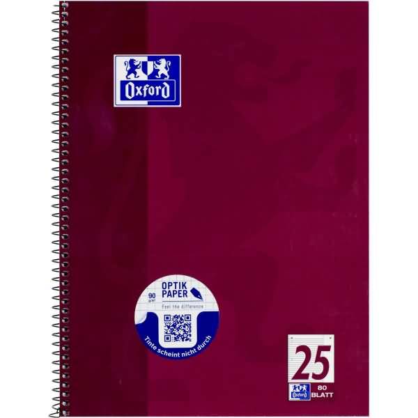 Collegeblock A4+ liniert 80 Blatt 4-fach gelocht aubergine