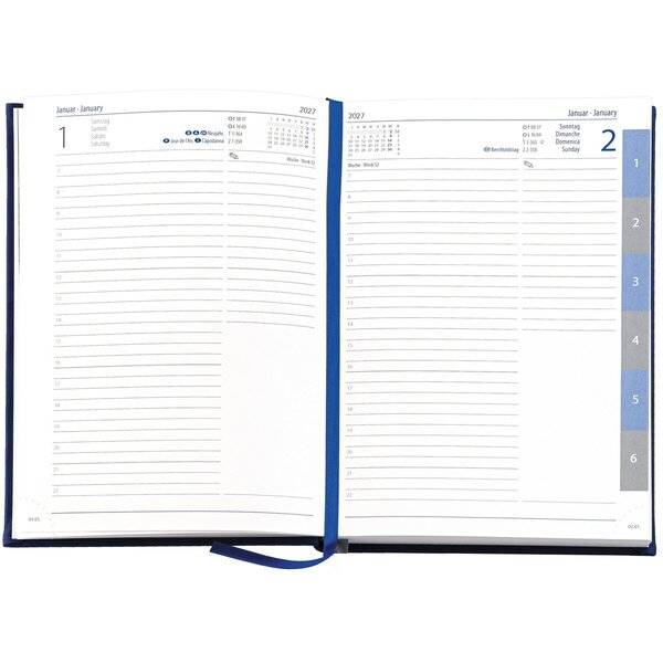 Buchkalender A5 1 Tag/Seite blau 2027-1