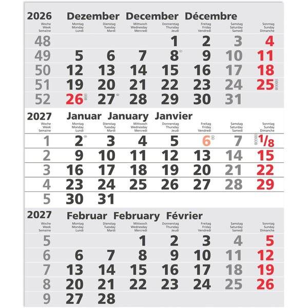 Ersatzkalender für 3-Monatskalender 30x35cm 2027